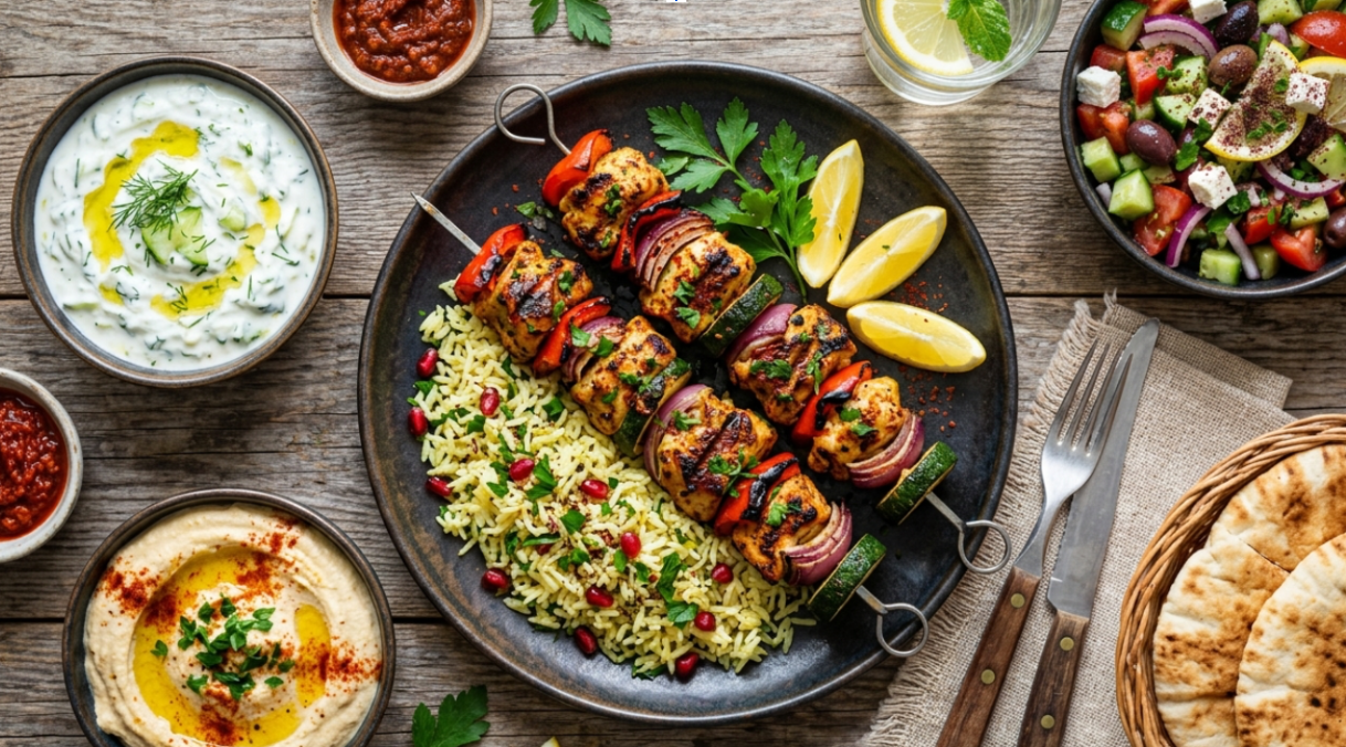 Lemon-Herb Chicken & Shrimp Kebabs